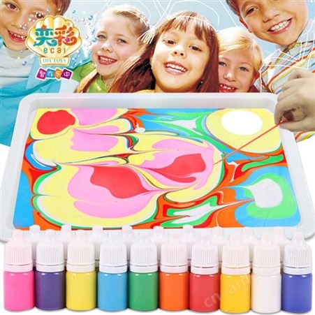 儿童水拓画套装DIY颜料浮水画创意湿拓画手工画涂鸦益智玩具批发